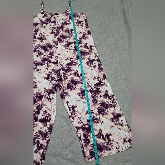 Tacera Purple Tie Dye Wide Leg Jumpsuit Sleeveless Boho Summer Palazzo Medium - Picture 8 of 14